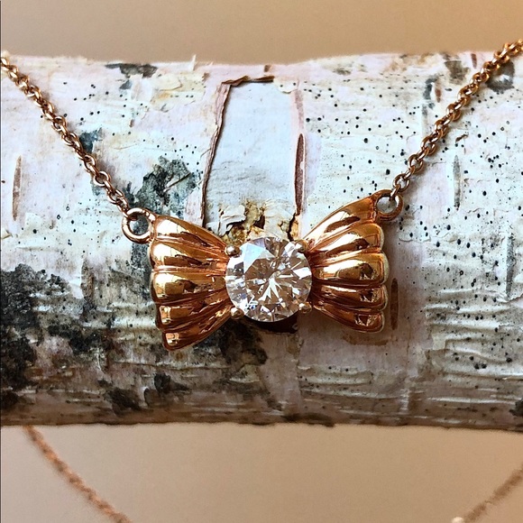 Jewelry - 🎀💝Rose Gold Moissanite Bow Necklace💝🎀